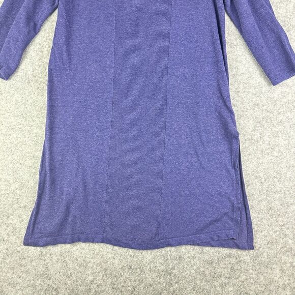 J Jill Linen Blend Tunic Top Womens M Purple Long Side Slits Knit Coastal Boho - Picture 3 of 13
